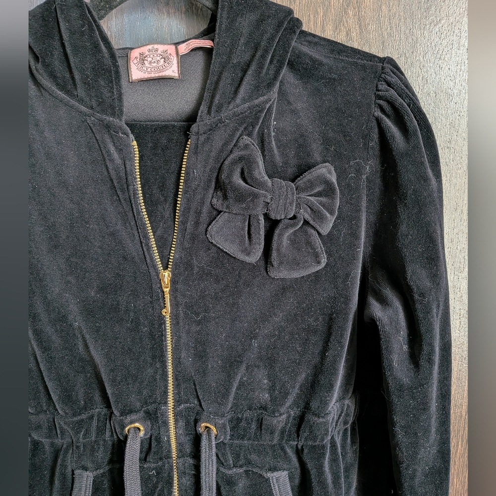 Juicy Couture Black Velour Tracksuit Set - XL - Bow Detail Y2K - Picture 4 of 9
